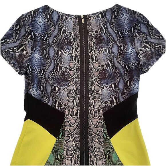BCBGMaxAzria Women’s Chloe Snakeskin Keyhole Multicolor Short Shift Dress XS - Picture 4 of 15